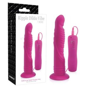 Silicone Remote Control Vibrating Hands Free Ripple Dildo Pink/ Black