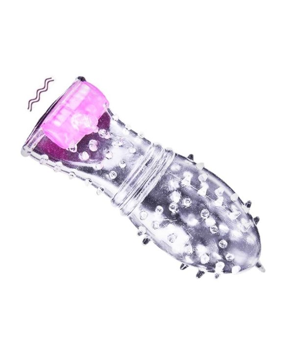 Dotted Crystal Condom Sleeve With Vibration Mode