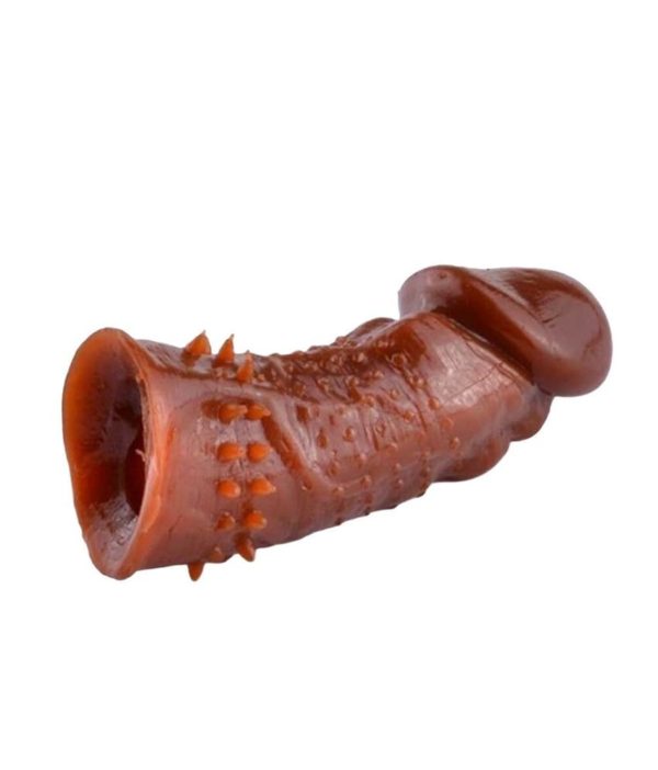 Brave Man Silicone Thick Penis Sleeve- Chocolate