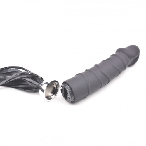 7-speed Black Color Silicone Dildo Vibrator With Black Tail