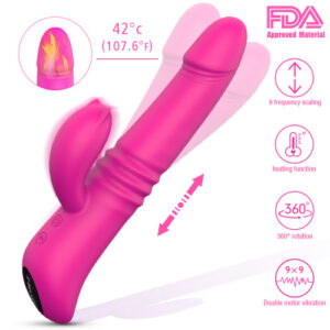 Dual 12 Function Rabbit Vibrator with Stretch and Intelligent Heating