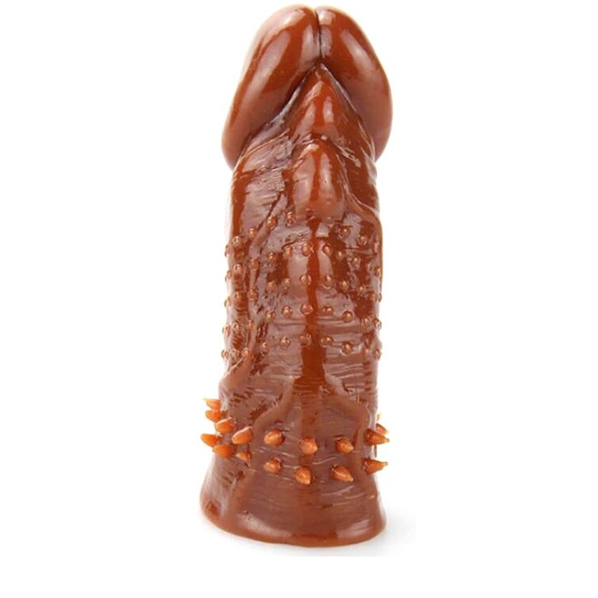Brave Man Silicone Thick Penis Sleeve- Chocolate
