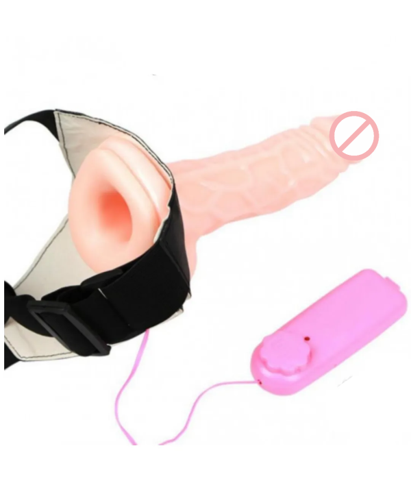 6 Inch Realistic Vibrating Hollow Strap On Dildo