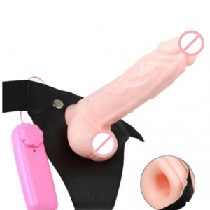 6 Inch Realistic Vibrating Hollow Strap On Dildo