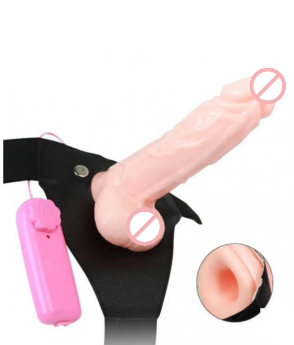 6 Inch Realistic Vibrating Hollow Strap On Dildo