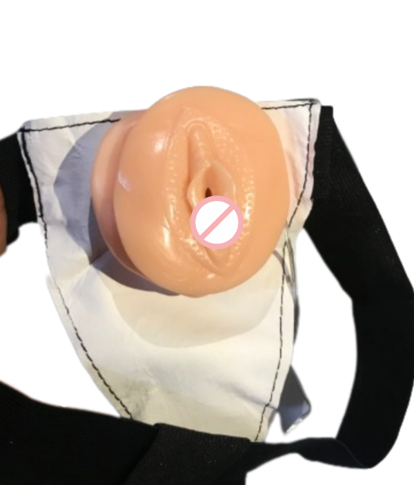 7 Inch Vibrating Strap-On Dildo With Hollow And Attached Pussy