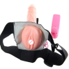 7 Inch Vibrating Strap-On Dildo With Hollow And Attached Pussy