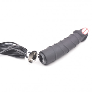 7-Speed Black Color Silicone Dildo Vibrator With Black Tail