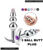 Anal Plug 3 Ball Stainless Steel For Unisex - Image 2
