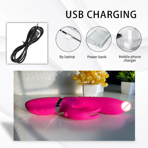 Ava Rechargeable Silicone Rabbit Vibrator - Pink