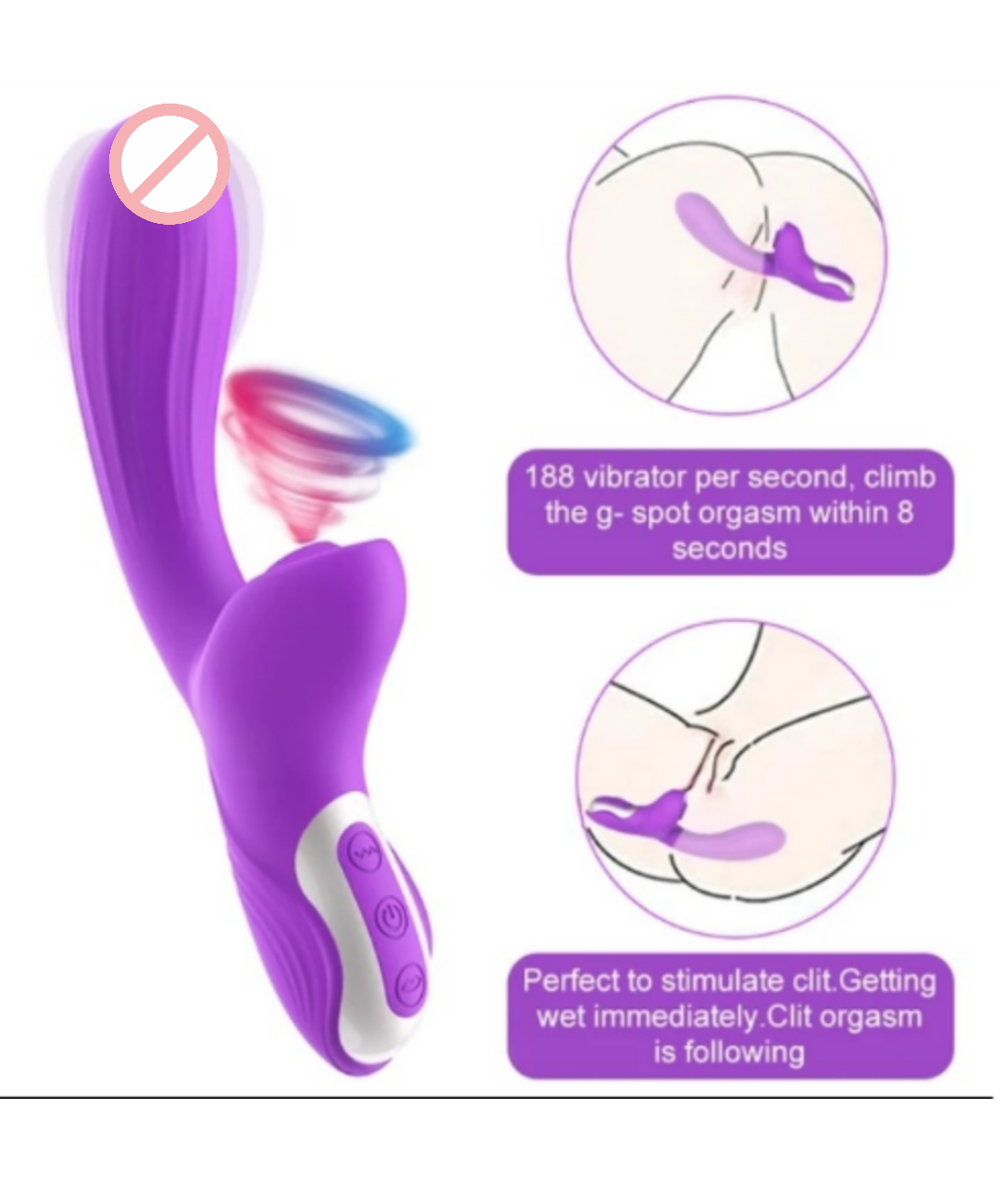 CAESAR Silicone Rabbit Vibrator For Women With Tongue Suction