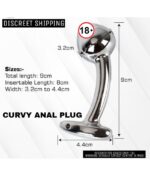CURVY Stainless Smooth Steel Anal Plug For Unisex - Image 3