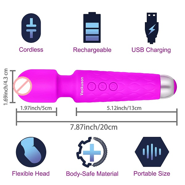 Cordless Wand Massager With 8 Powerful 20 Vibration Modes