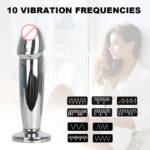 DICKZ Anal Vibrating Stainless Steel Butt Plug With USB