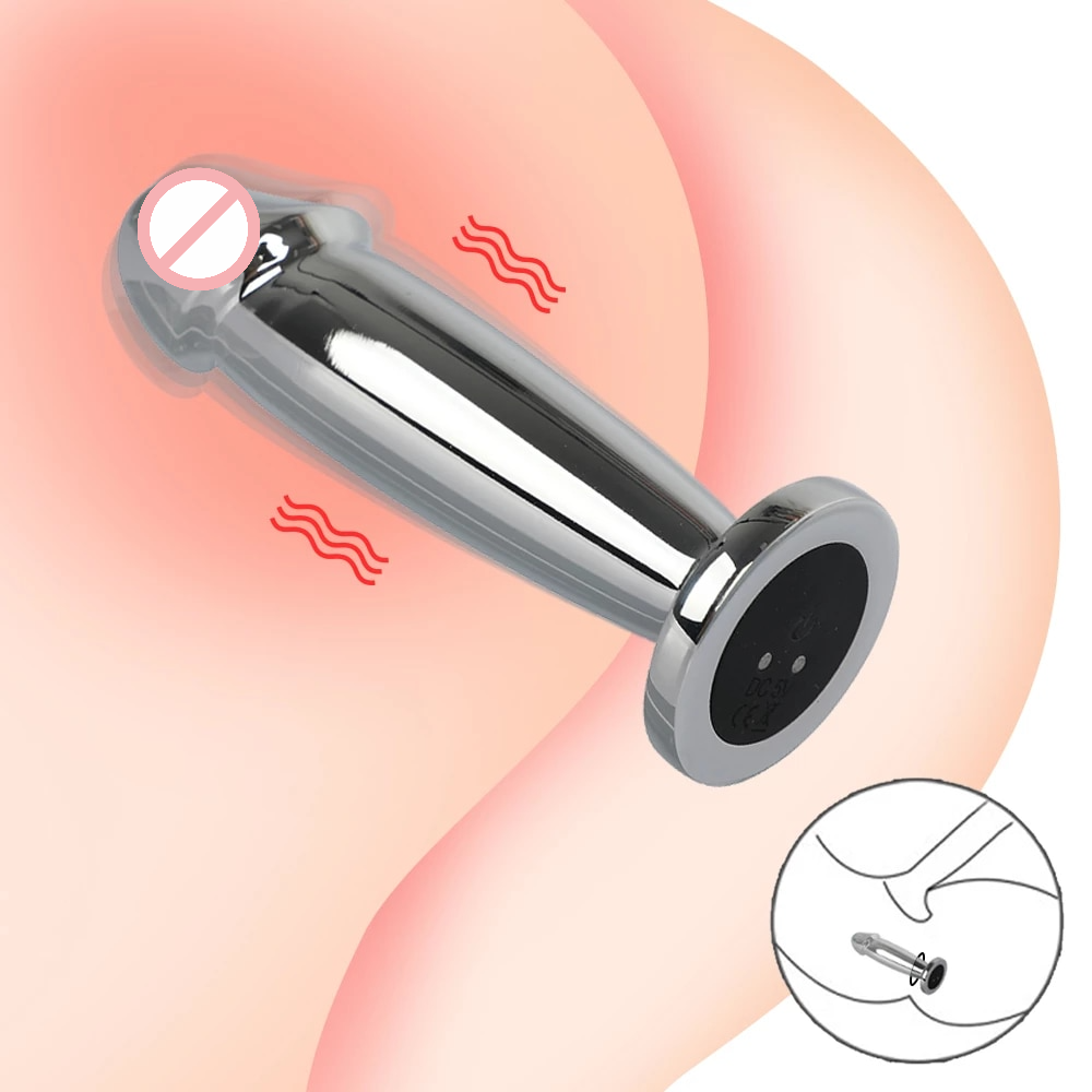 DICKZ Anal Vibrating Stainless Steel Butt Plug With USB1d DICKZ Anal Vibrating Stainless Steel Butt Plug With USB
