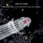 Dotted Crystal Clear Reusable Vibrating Condom Sleeve - Image 6