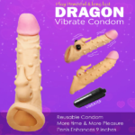 Dragon Silicone Washable Condom Reusable Penis Sleeve With Vibrator - Image 6