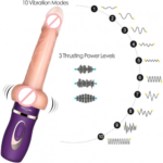 Euro Auto Thrusting Dildo Vibrator with Heating Function 3 Thrusting Levels 10 Vibration Modes