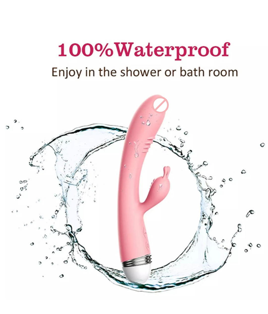 G-Spot Rabbit Double Vibrator Pink, Waterproof, USB charging
