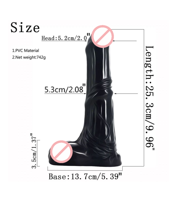Horse Black 10 Inch Dildo with Suction Cup