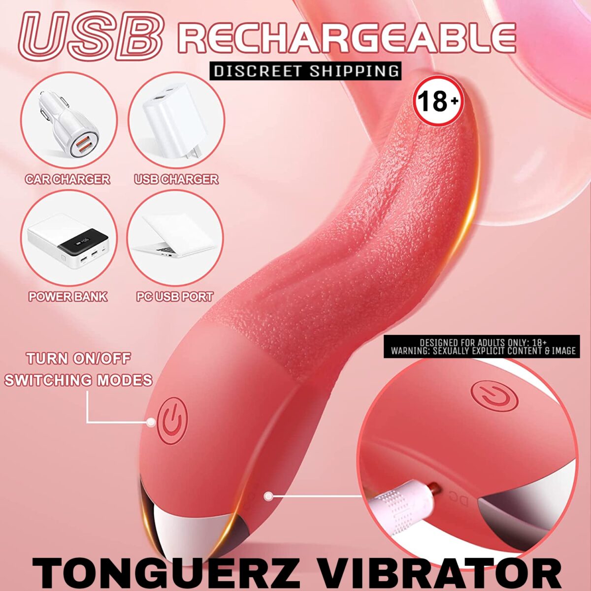 TONGUERZ 10 Modes Tongue Vibrator For Clitoral And Oral Stimulation - Image 4