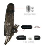 SHARKZ Black Colour Vibrating Reusable Penis Sleeve Extender - Image 2