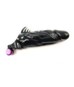 SHARKZ Black Colour Vibrating Reusable Penis Sleeve Extender - Image 4