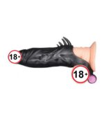 SHARKZ Black Colour Vibrating Reusable Penis Sleeve Extender - Image 5