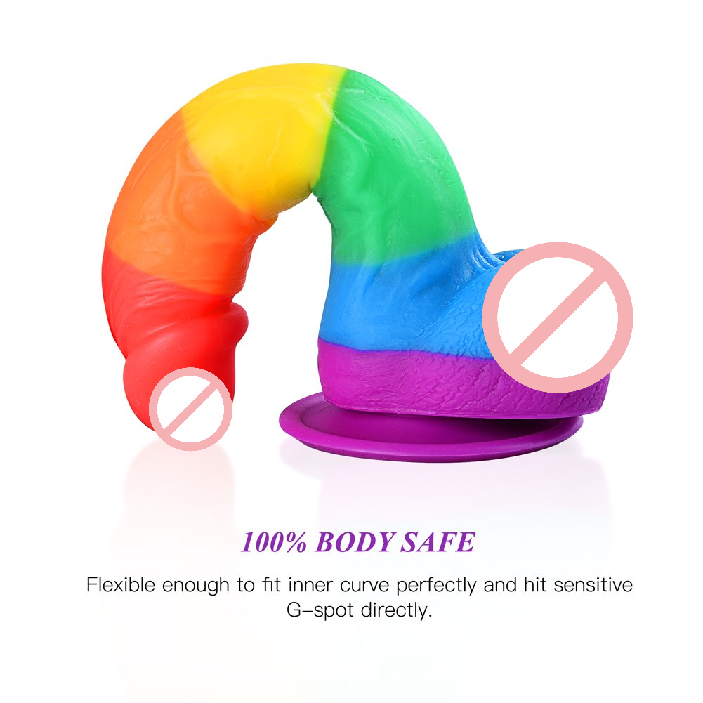 RainBow Super realistic 8 Inches Dildo for LGBTQ RainBow Super realistic 8 Inches Dildo for LGBTQ