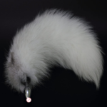 Stainless Steel White Fur Fox Tail Butt Plug