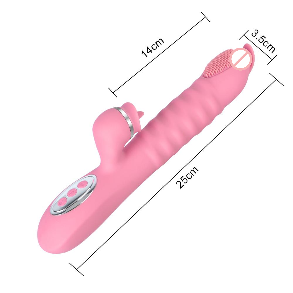 Telescopic Rabbit Vibrator G Spot Stimulator With Heating Thrusting And Tongue Licking