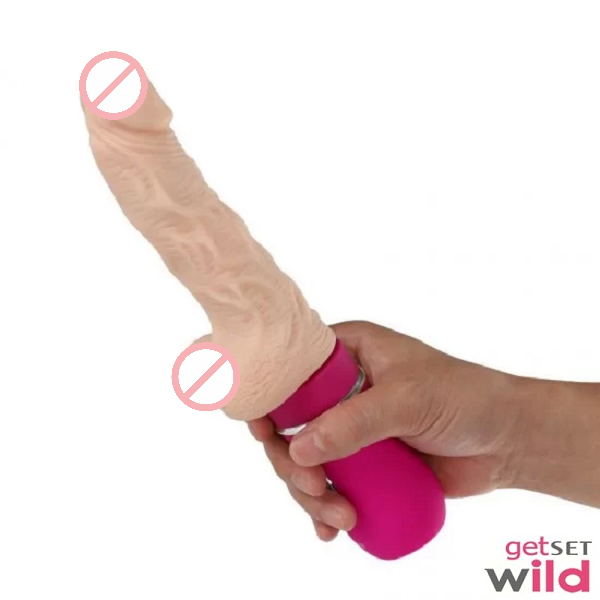 Vibrating Thrusting Silicone Dildo USB Rechargeable