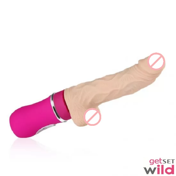 Vibrating Thrusting Silicone Dildo USB Rechargeable