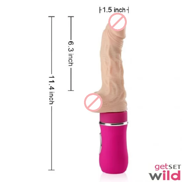 Vibrating Thrusting Silicone Dildo USB Rechargeable