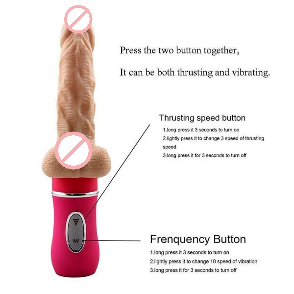 Vibrating Thrusting Silicone Dildo USB Rechargeable