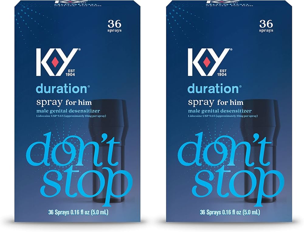 Amazon.com: K-Y Duration Spray for Him, Personal Male Desensitizer Endurance Spray, Lidocane Formula, for Men, Women and Couples, 0.16 Fl Oz (36 Sprays) (Pack of 2) : טיפוח הבריאות והבית