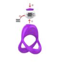 Rechargeable Silicone Elastic Rings Purple With 10 Modes Of Intense Vibration