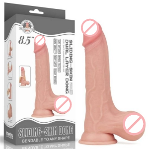 Sliding Skin Dual Layer Dong Whole Testicles 8.5 Inches