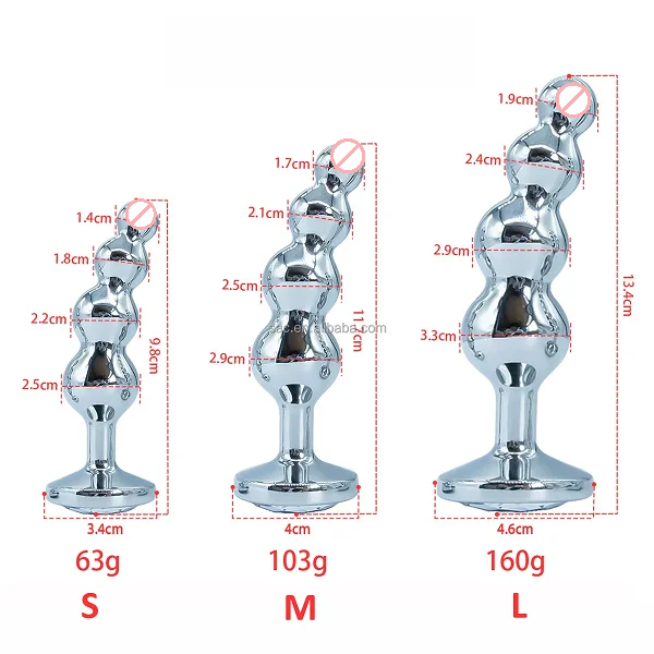 3 Sizes Jeweled Metal 4 Beads Pull Backyard Butt Stopper Massage