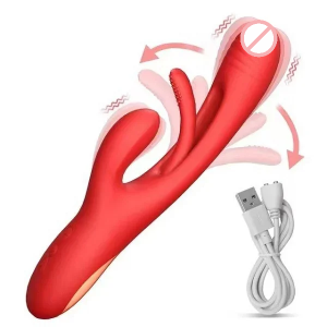 3-in-1 Rabbit Clitoris Stimulator G-Spot Flutter With 7 Vibration Sex Toy For Couples (Purple)