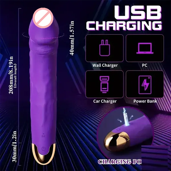 8.19 Inch Big Vibrating Rotation Auto Dildo BDSM Sex Toy For Anus