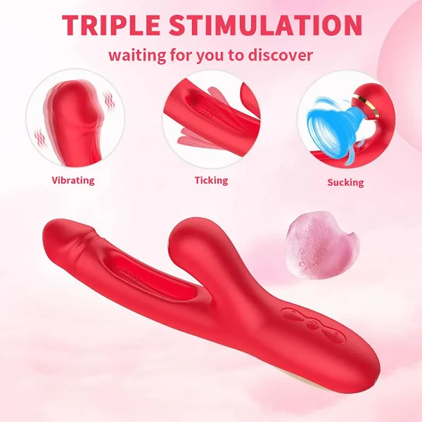 Jack Girl Using Rotating Sexy Red Pink Female Long Lifetime Battery G Spot Extra Large Crystal Rabbit Vibrator