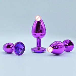 Stain Steel Butt Plug With Purple Color Stone