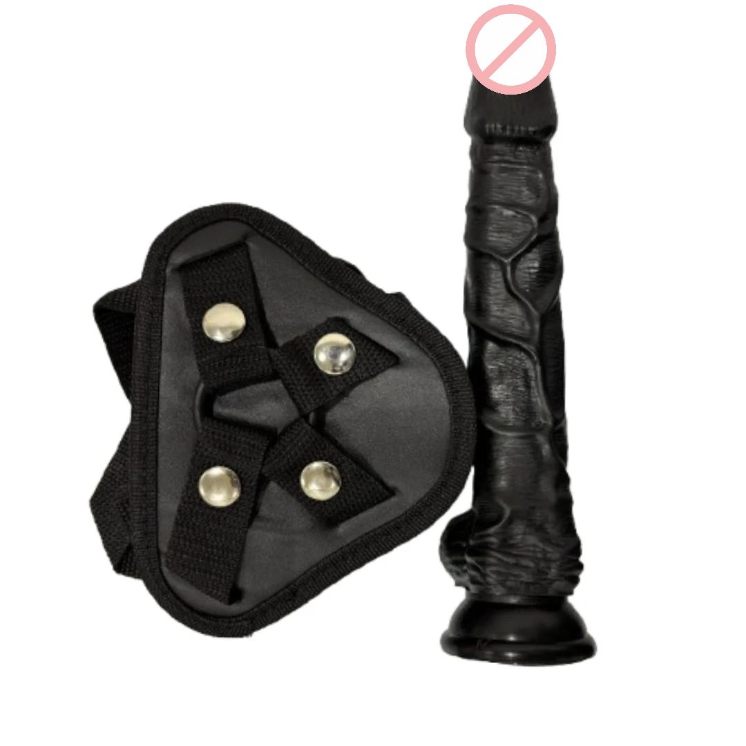 10 Inches Black Solid Hulk Realistic Silicone Dildo With Strap On 1