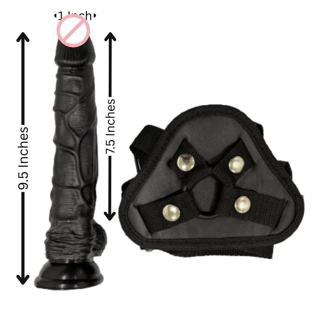 10 Inches Black Solid Hulk Realistic Silicone Dildo With Strap On 1