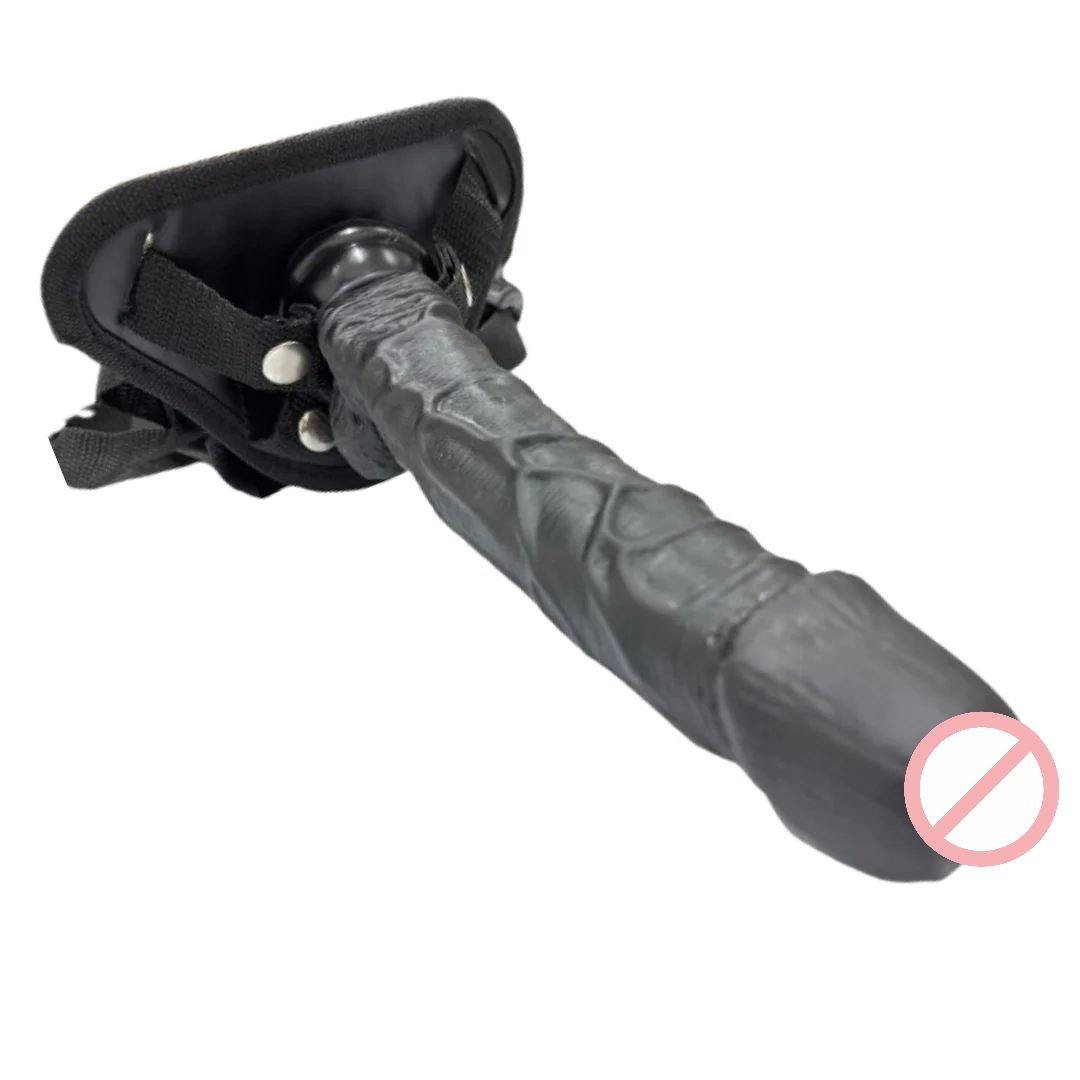 10 Inches Black Solid Hulk Realistic Silicone Dildo With Strap On 1