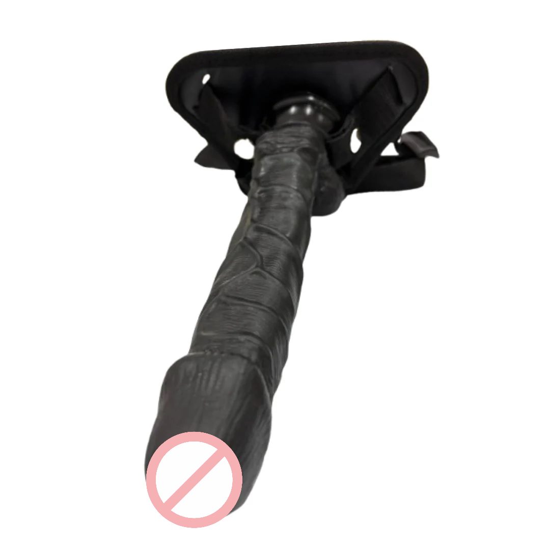 10 Inches Black Solid Hulk Realistic Silicone Dildo With Strap On 1