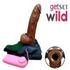 6.5 Inch Realistic Vibrating Hollow Strap On Dildo Brown