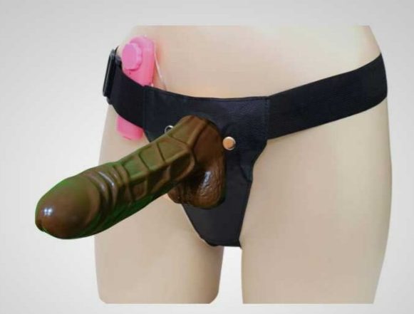 6.5 Inch Realistic Vibrating Hollow Strap On Dildo