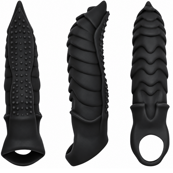 8 Inches Black Monster Silicone Penis Sleeve